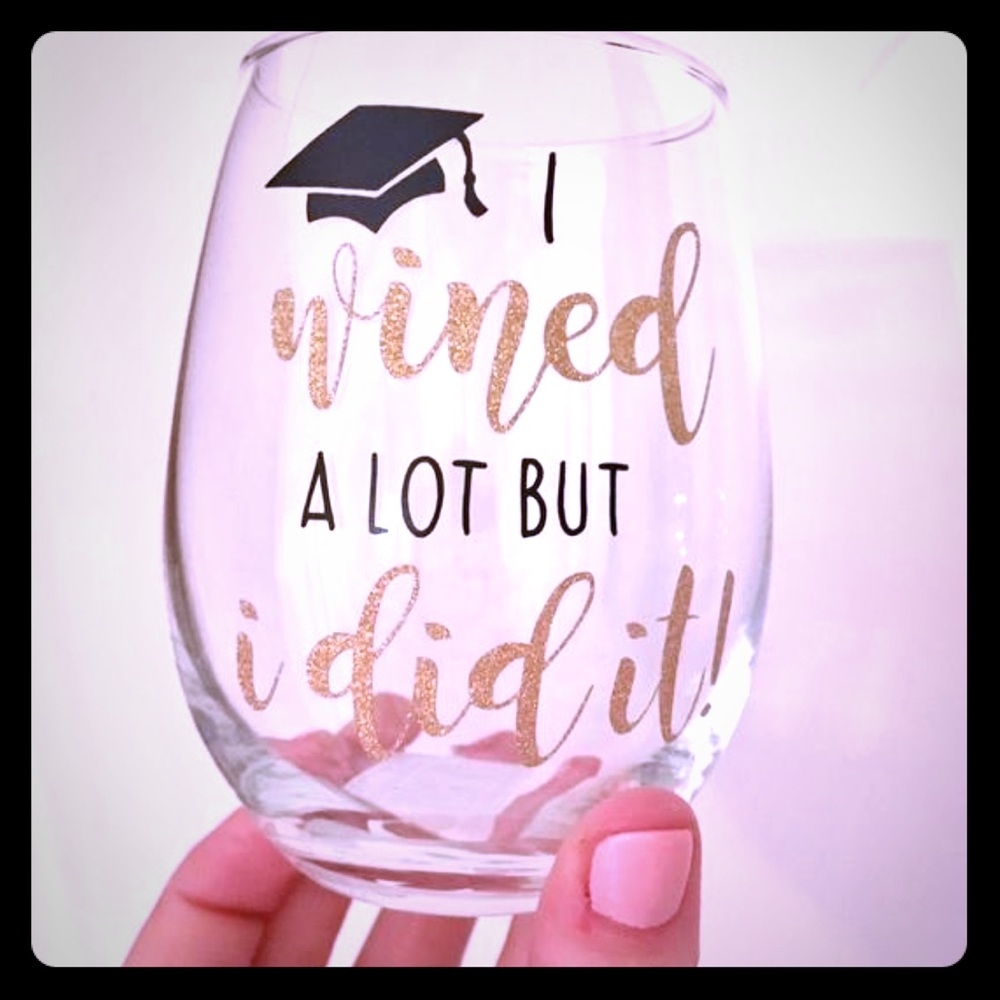 Graduation wine glass